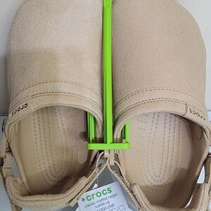 Crocs Classic Crafted Vegan Suede Clogs in Taupe